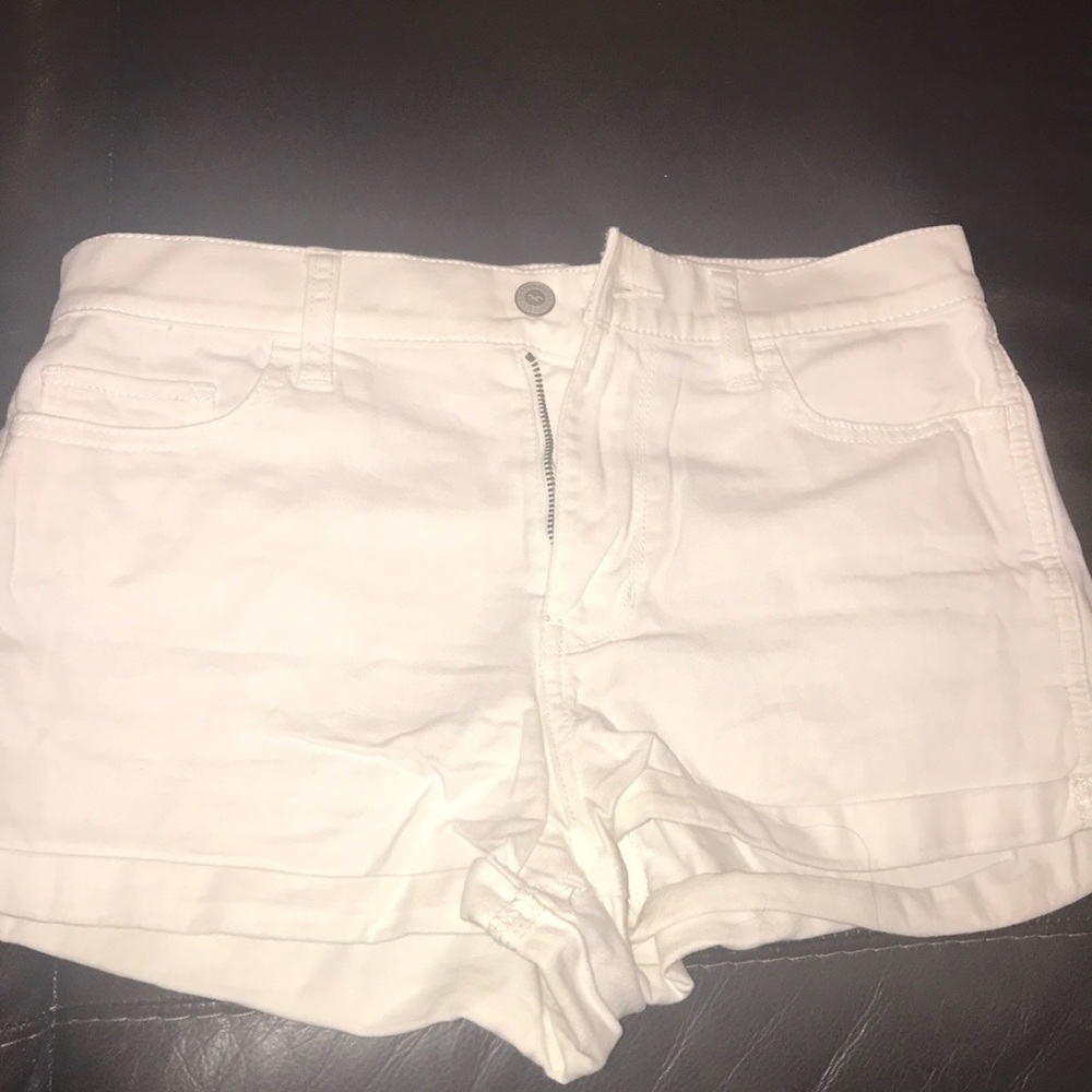 white high rise jean shorts